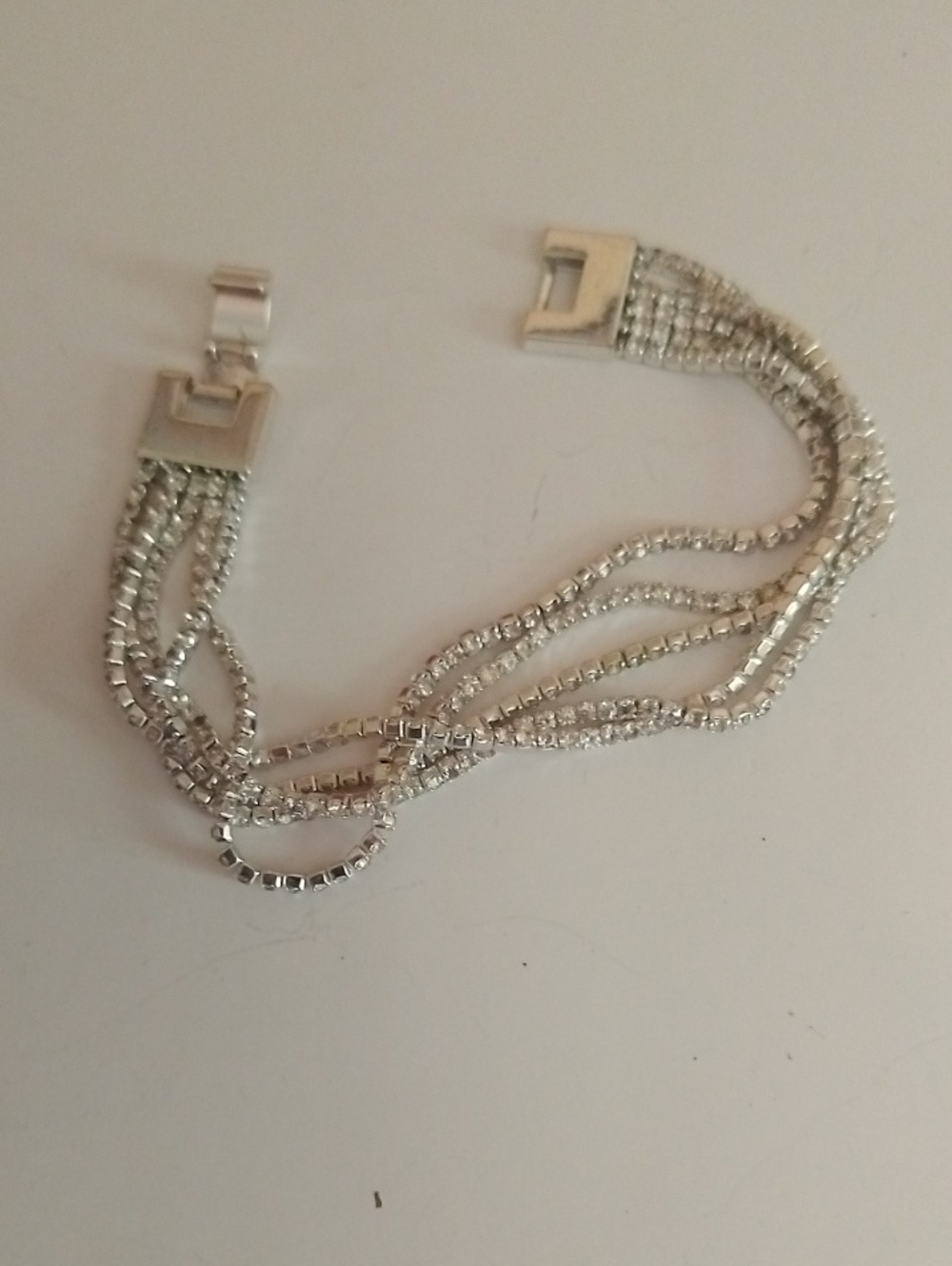 Silver Multi-Strand Crystal Bracelet - Women's Jewelry